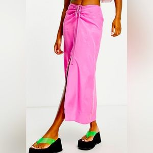 NWT Topshop high rise ruched front pink Midi skirt Size 4